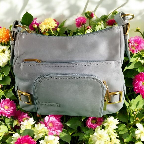 Stone Mountain Blue Leather Purse Shoulder Bag 12238 - Picture 3 of 9